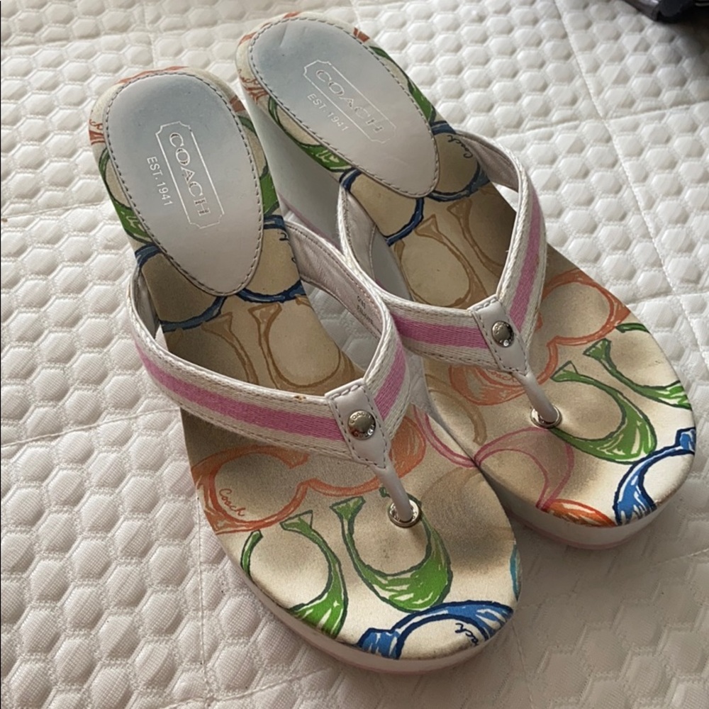 Coach Women’s Colorful C’s Wedge Sandals